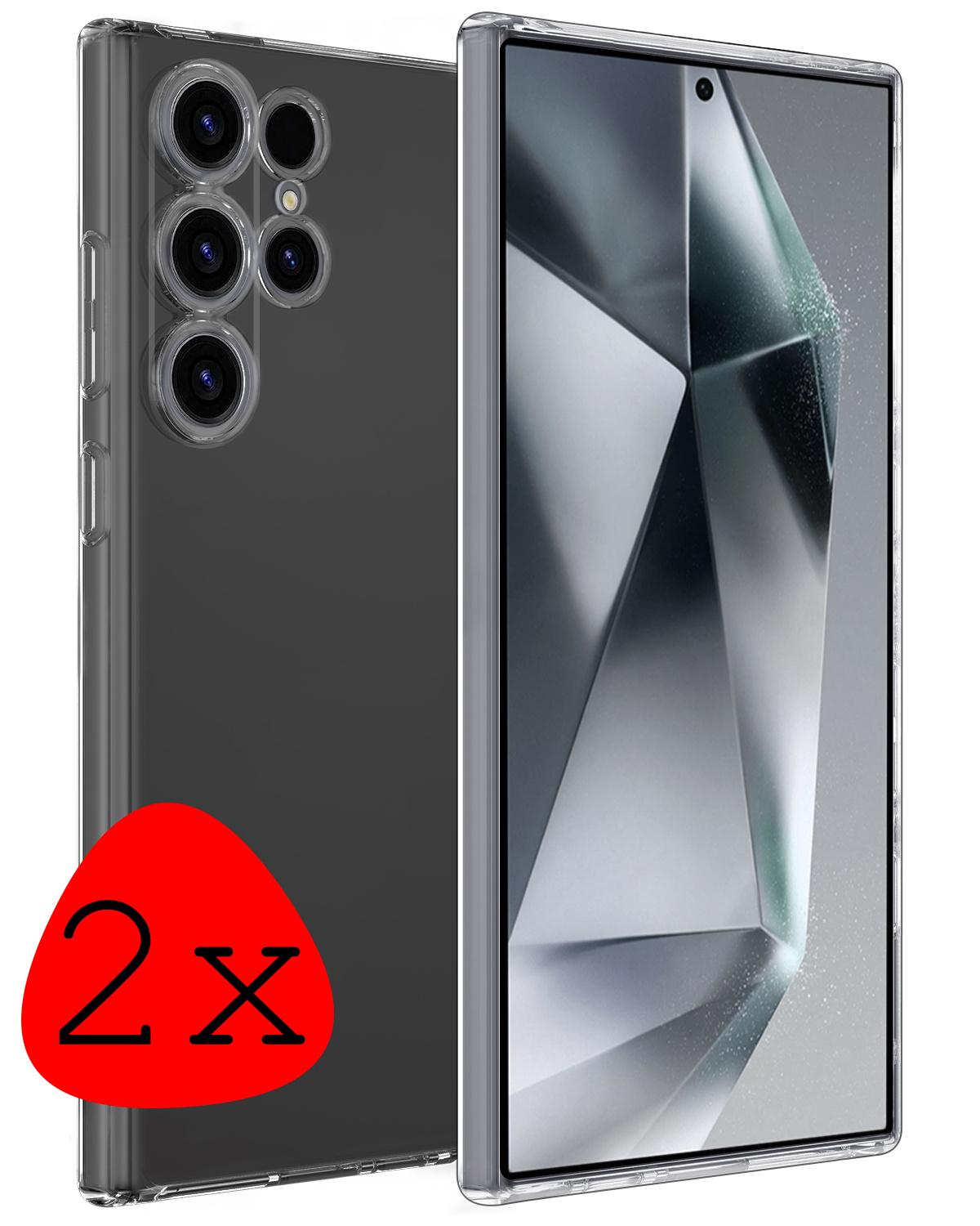 BASEY. Hoes Geschikt voor Samsung S24 Ultra Hoesje Siliconen Back Cover Case - Hoesje Geschikt voor Samsung Galaxy S24 Ultra Hoes Cover Hoesje - Transparant - 2 Stuks