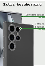 BASEY. Hoes Geschikt voor Samsung S24 Ultra Hoesje Siliconen Back Cover Case - Hoesje Geschikt voor Samsung Galaxy S24 Ultra Hoes Cover Hoesje - Transparant - 2 Stuks