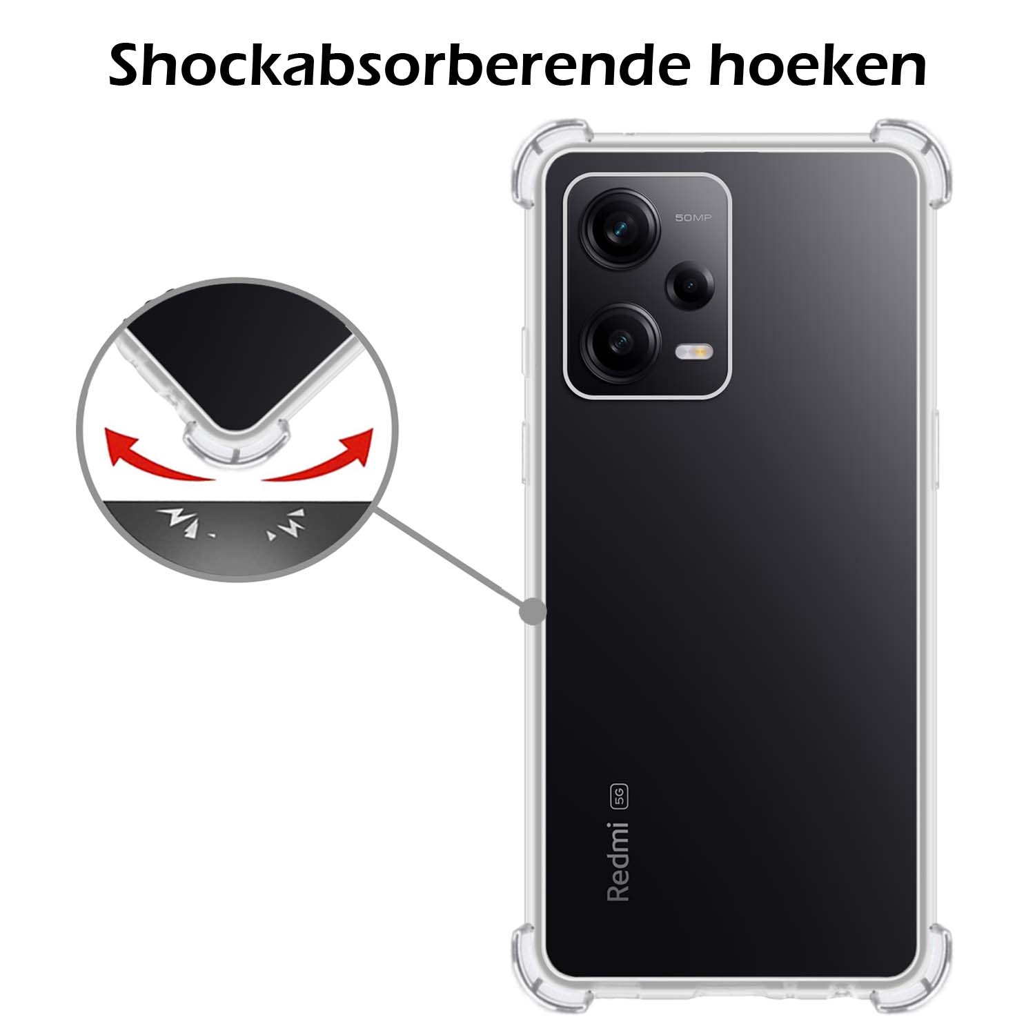 Nomfy Hoesje Geschikt voor Xiaomi Redmi Note 12 Pro Hoesje Shock Proof Cover Case Shockproof Met Screenprotector - Hoes Geschikt voor Xiaomi Redmi Note 12 Pro Hoes Siliconen Back Case - Transparant