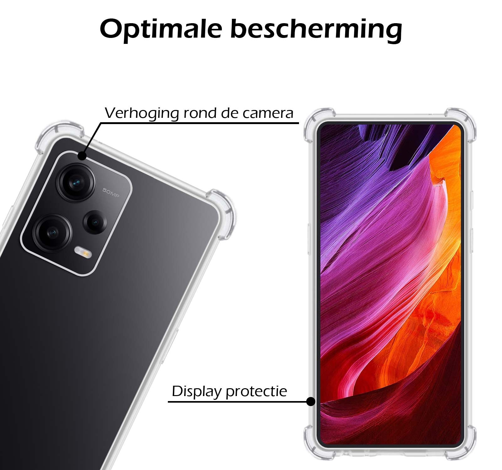 Nomfy Hoesje Geschikt voor Xiaomi Redmi Note 12 Pro Hoesje Shock Proof Cover Case Shockproof - Hoes Geschikt voor Xiaomi Redmi Note 12 Pro Hoes Siliconen Back Case - Transparant