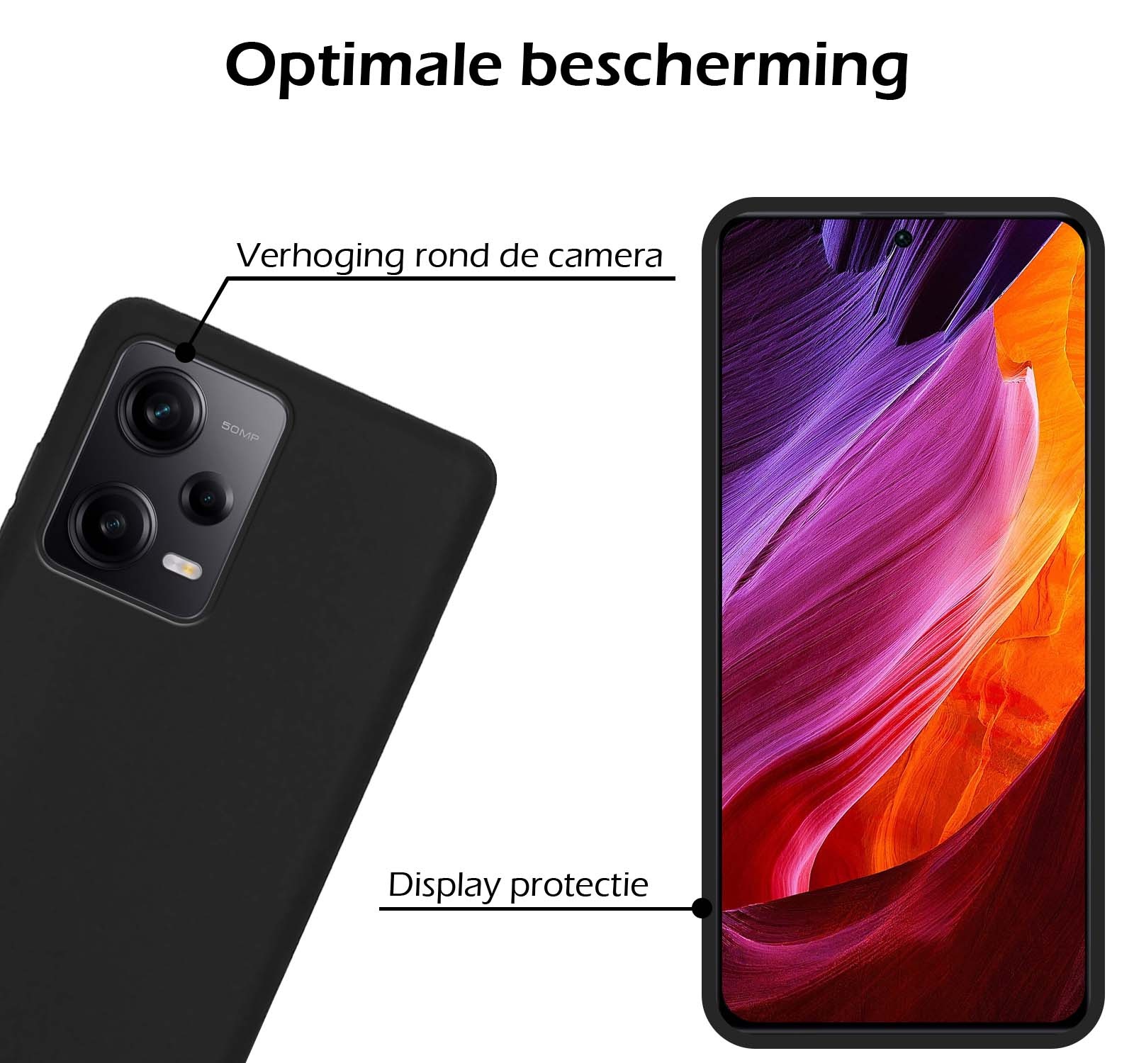 Nomfy Hoesje Geschikt voor Xiaomi Redmi Note 12 Pro Hoesje Siliconen Cover Case Met Screenprotector - Hoes Geschikt voor Xiaomi Redmi Note 12 Pro Hoes Back Case - Zwart