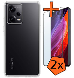 Nomfy Nomfy Xiaomi Redmi Note 12 Pro Hoesje Siliconen Met 2x Screenprotector - Transparant