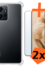 Nomfy Hoesje Geschikt voor Xiaomi Redmi Note 12 5G Hoesje Shock Proof Cover Case Shockproof Met 2x Screenprotector - Hoes Geschikt voor Xiaomi Redmi Note 12 5G Hoes Siliconen Back Case - Transparant