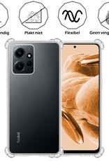 Nomfy Hoesje Geschikt voor Xiaomi Redmi Note 12 5G Hoesje Shock Proof Cover Case Shockproof Met 2x Screenprotector - Hoes Geschikt voor Xiaomi Redmi Note 12 5G Hoes Siliconen Back Case - Transparant