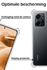 Nomfy Hoesje Geschikt voor Xiaomi Redmi Note 12 5G Hoesje Shock Proof Cover Case Shockproof Met 2x Screenprotector - Hoes Geschikt voor Xiaomi Redmi Note 12 5G Hoes Siliconen Back Case - Transparant