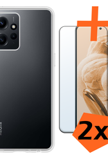 Nomfy Hoesje Geschikt voor Xiaomi Redmi Note 12 5G Hoesje Siliconen Cover Case Met 2x Screenprotector - Hoes Geschikt voor Xiaomi Redmi Note 12 5G Hoes Back Case - Transparant
