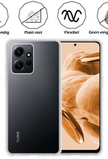 Nomfy Hoesje Geschikt voor Xiaomi Redmi Note 12 5G Hoesje Siliconen Cover Case Met 2x Screenprotector - Hoes Geschikt voor Xiaomi Redmi Note 12 5G Hoes Back Case - Transparant