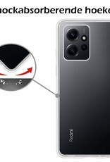 Nomfy Hoesje Geschikt voor Xiaomi Redmi Note 12 5G Hoesje Siliconen Cover Case Met 2x Screenprotector - Hoes Geschikt voor Xiaomi Redmi Note 12 5G Hoes Back Case - Transparant