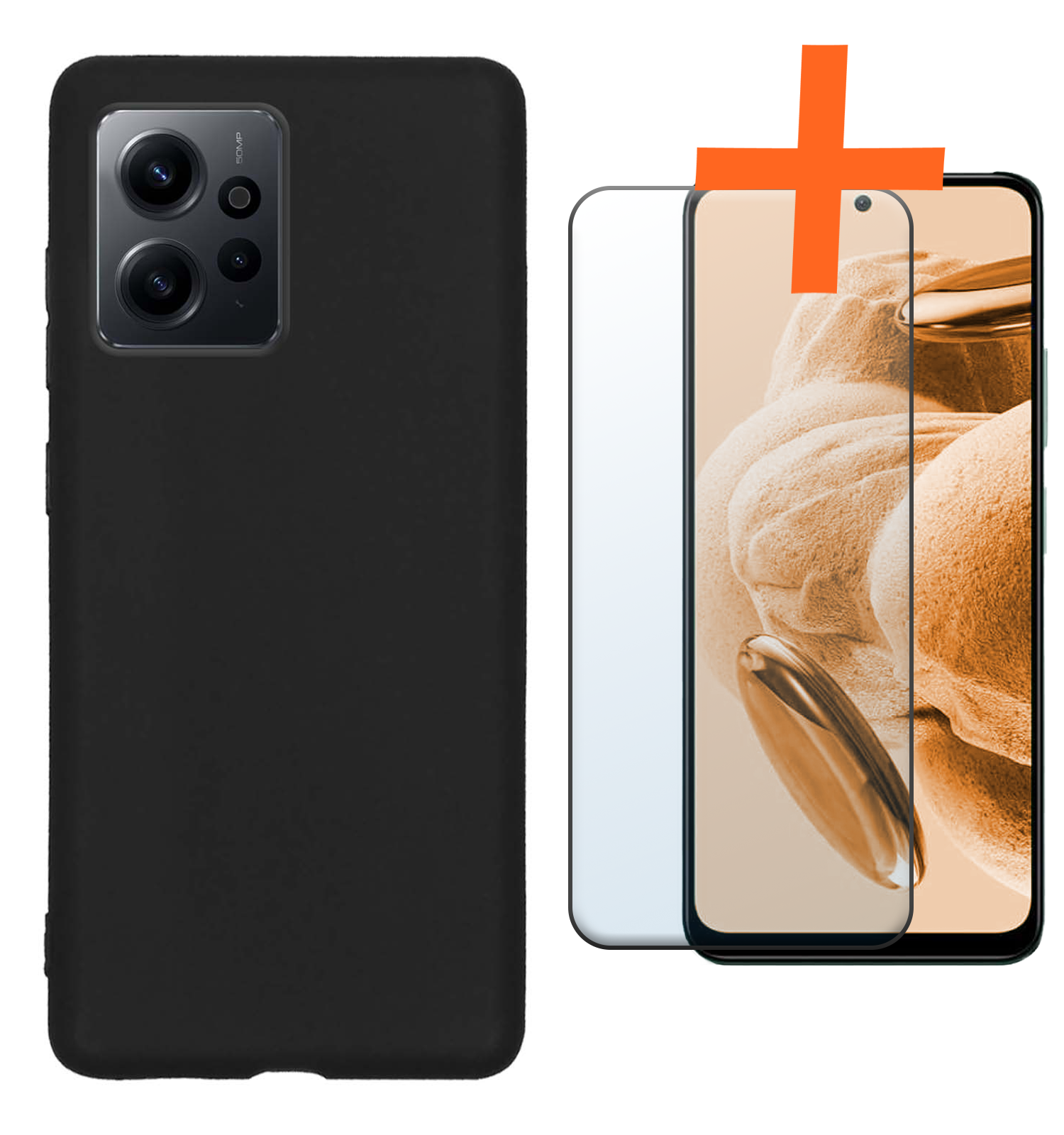 Nomfy Hoesje Geschikt voor Xiaomi Redmi Note 12 5G Hoesje Siliconen Cover Case Met Screenprotector - Hoes Geschikt voor Xiaomi Redmi Note 12 5G Hoes Back Case - Zwart