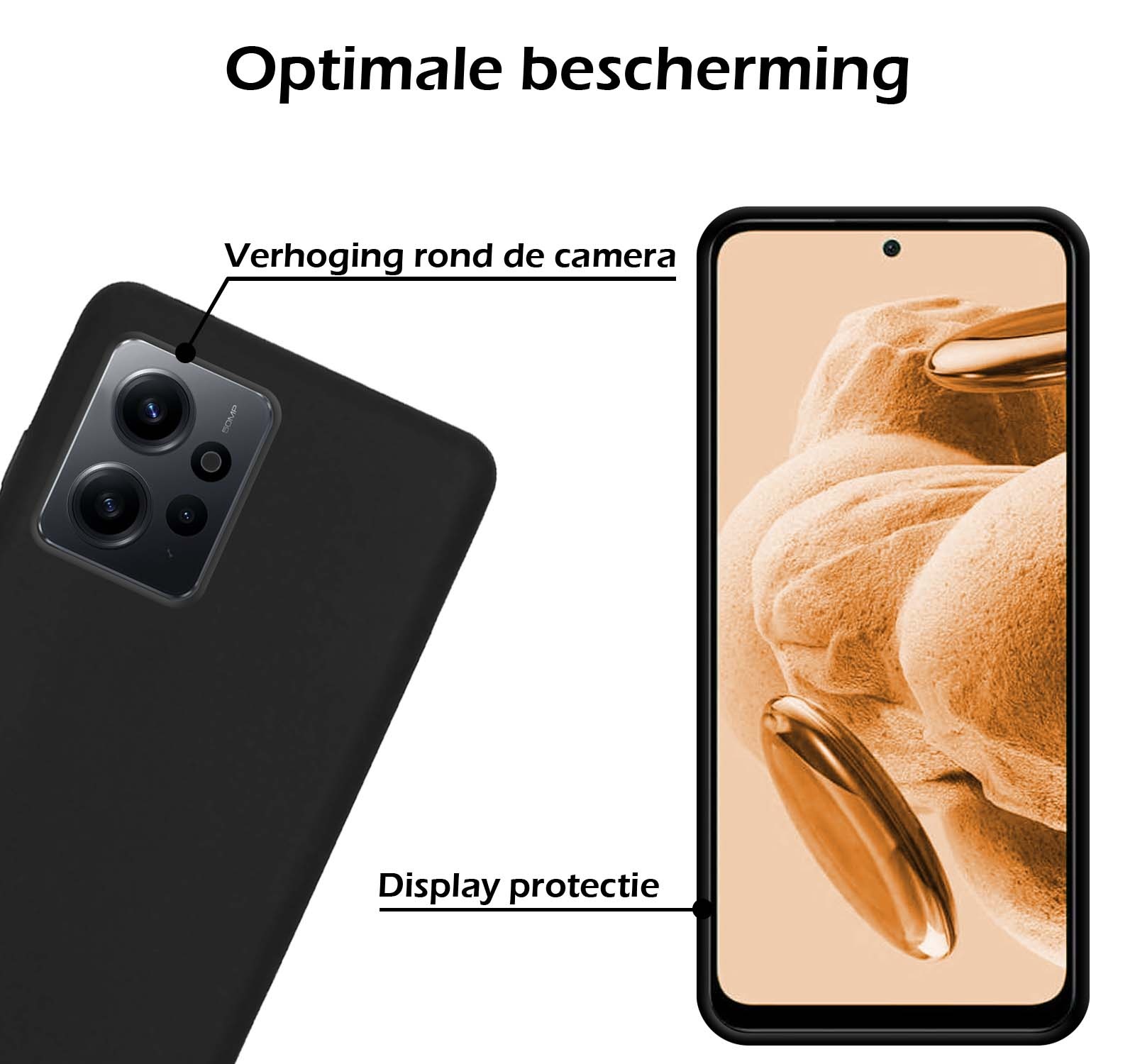 Nomfy Hoesje Geschikt voor Xiaomi Redmi Note 12 5G Hoesje Siliconen Cover Case Met Screenprotector - Hoes Geschikt voor Xiaomi Redmi Note 12 5G Hoes Back Case - Zwart
