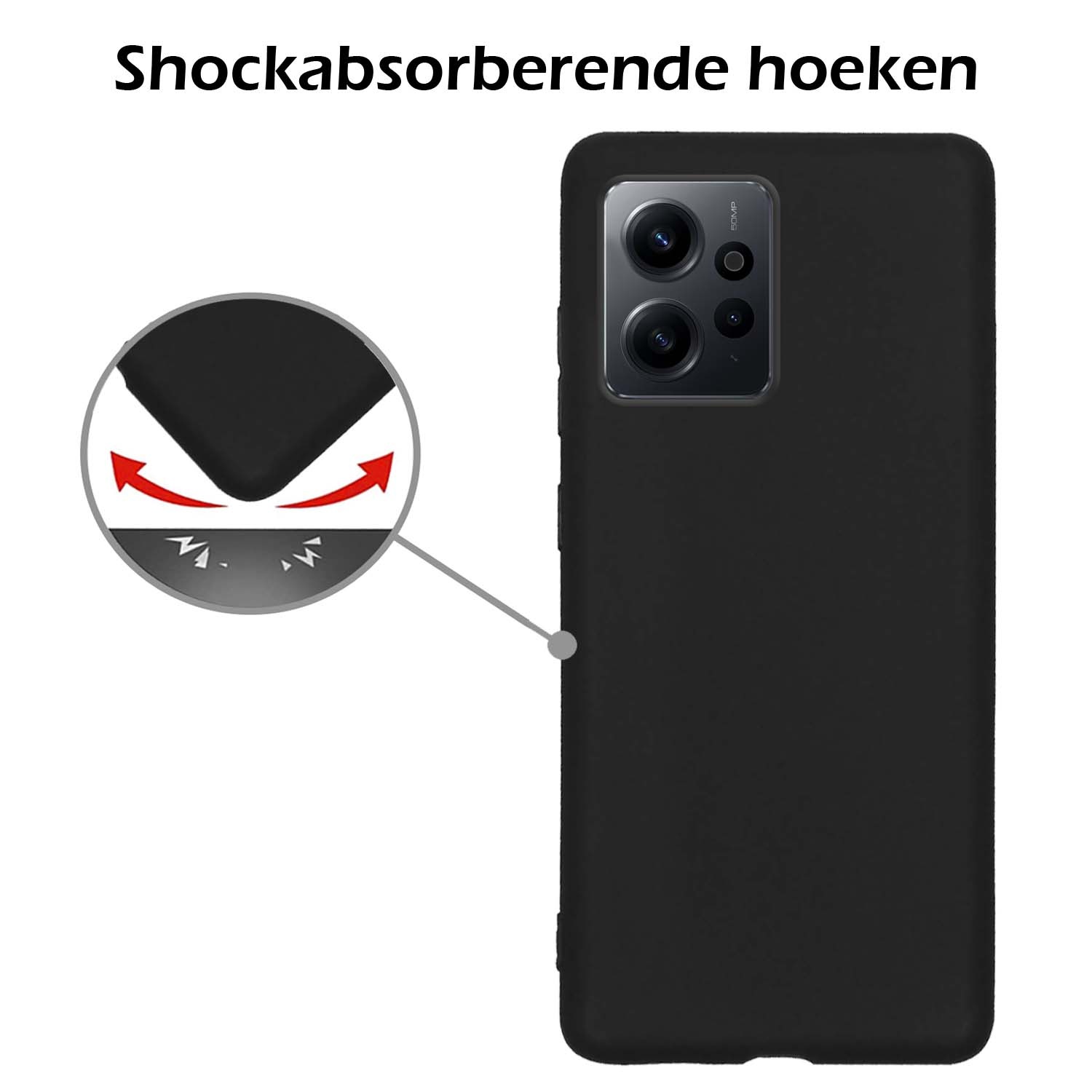 Nomfy Hoesje Geschikt voor Xiaomi Redmi Note 12 5G Hoesje Siliconen Cover Case Met Screenprotector - Hoes Geschikt voor Xiaomi Redmi Note 12 5G Hoes Back Case - Zwart