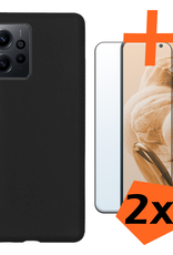 Nomfy Hoesje Geschikt voor Xiaomi Redmi Note 12 4G Hoesje Siliconen Cover Case Met 2x Screenprotector - Hoes Geschikt voor Xiaomi Redmi Note 12 4G Hoes Back Case - Zwart