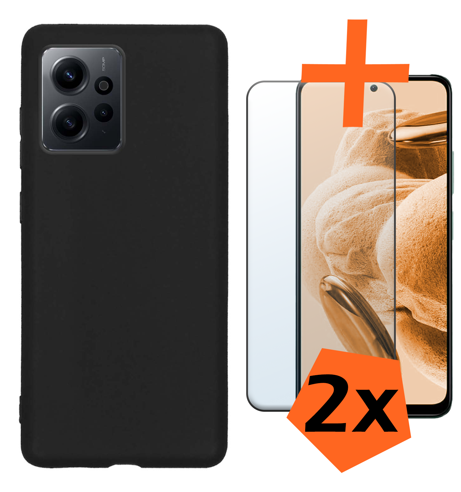 Nomfy Hoesje Geschikt voor Xiaomi Redmi Note 12 4G Hoesje Siliconen Cover Case Met 2x Screenprotector - Hoes Geschikt voor Xiaomi Redmi Note 12 4G Hoes Back Case - Zwart