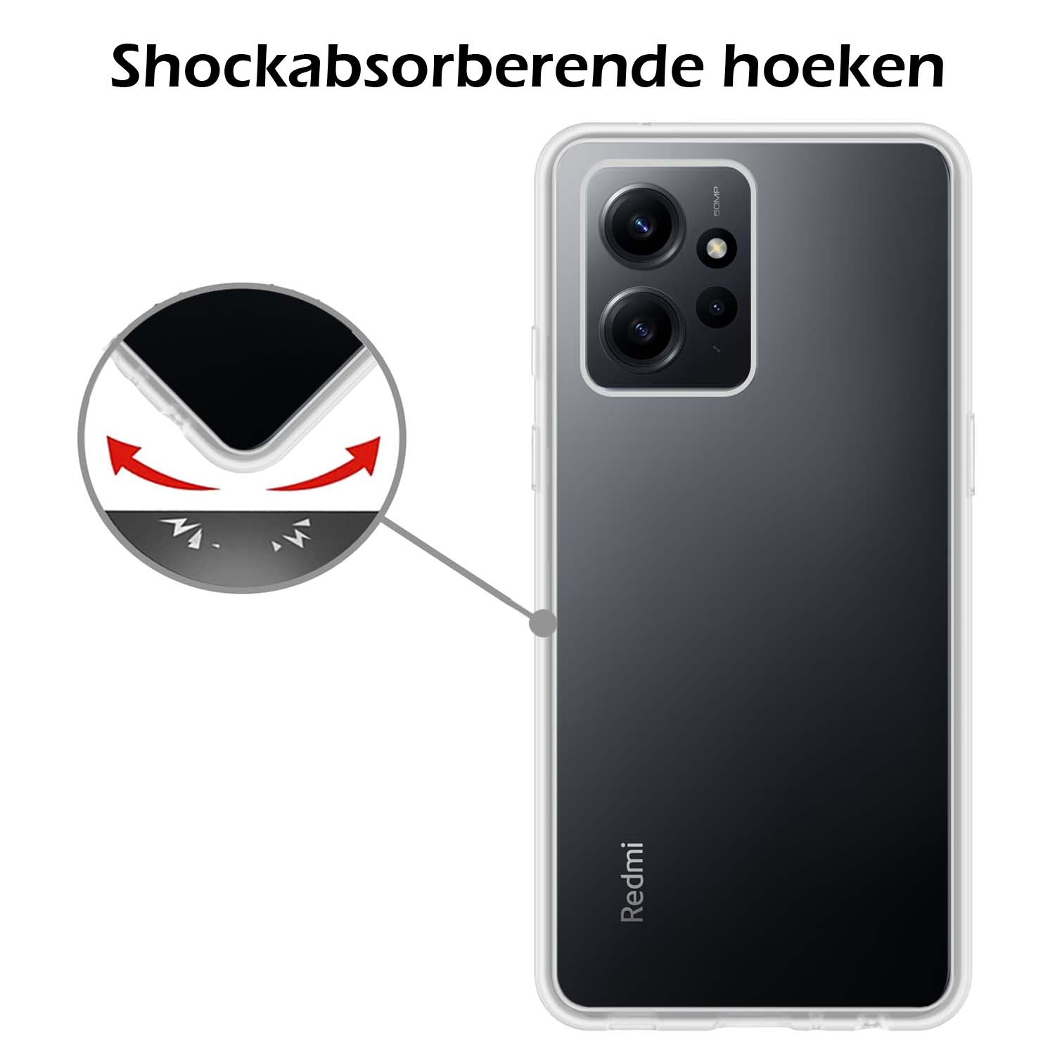 Nomfy Hoesje Geschikt voor Xiaomi Redmi Note 12 4G Hoesje Siliconen Cover Case Met 2x Screenprotector - Hoes Geschikt voor Xiaomi Redmi Note 12 4G Hoes Back Case - Transparant