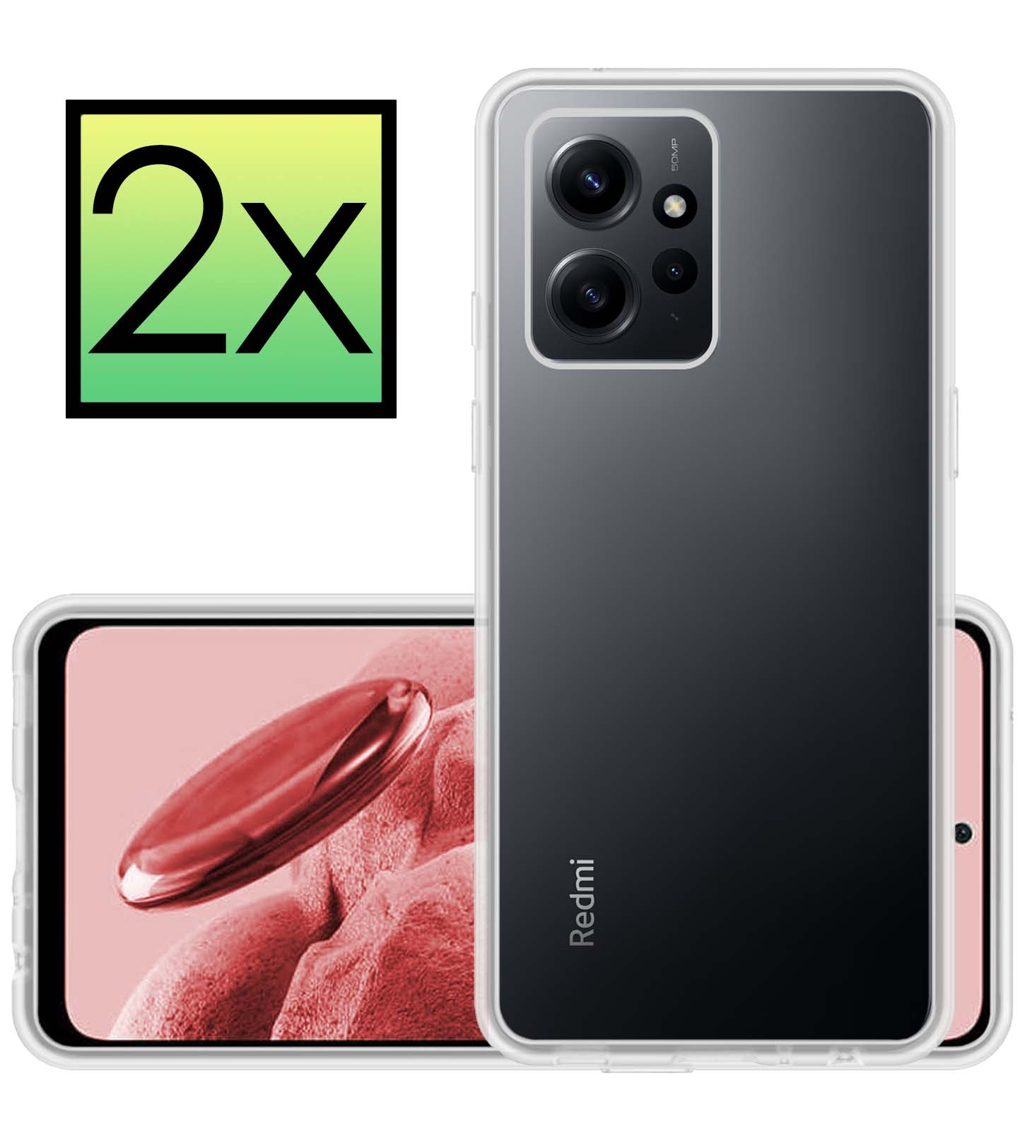 NoXx Hoes Geschikt voor Xiaomi Redmi Note 12 4G Hoesje Cover Siliconen Back Case Hoes - Transparant - 2x