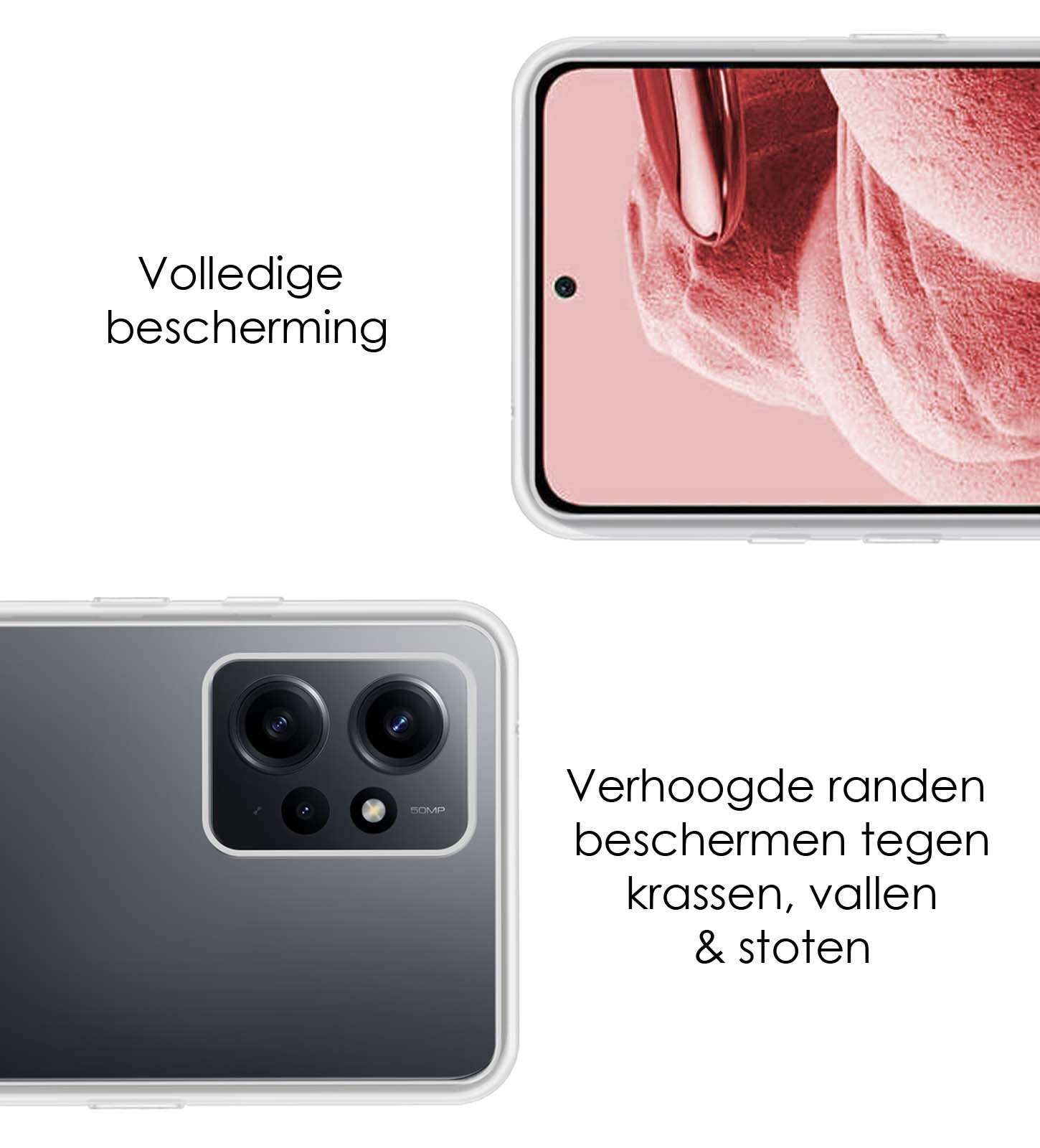 NoXx Hoes Geschikt voor Xiaomi Redmi Note 12 4G Hoesje Cover Siliconen Back Case Hoes - Transparant - 2x