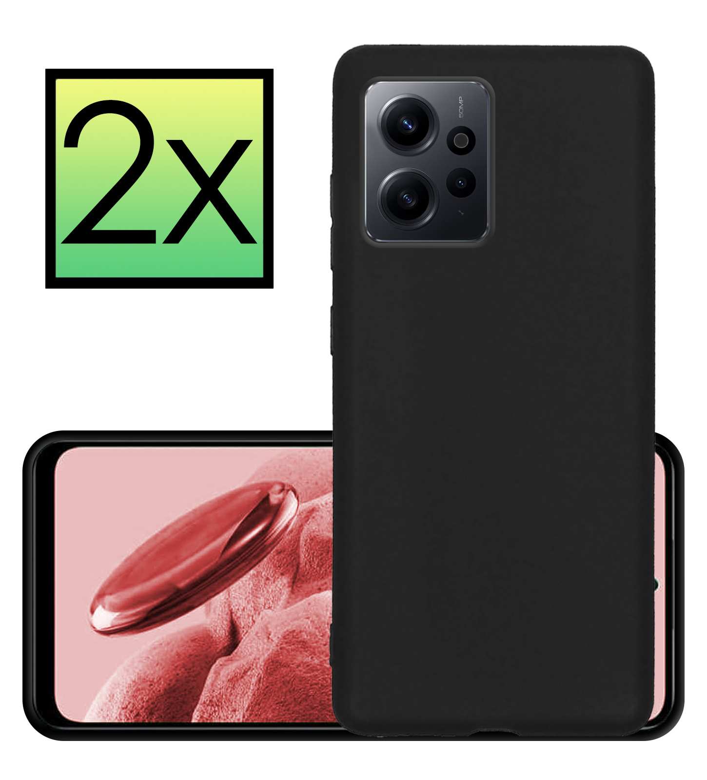 NoXx Hoes Geschikt voor Xiaomi Redmi Note 12 4G Hoesje Cover Siliconen Back Case Hoes - Zwart - 2x