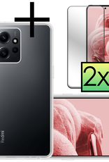 NoXx Hoes Geschikt voor Xiaomi Redmi Note 12 4G Hoesje Cover Siliconen Back Case Hoes Met 2x Screenprotector - Transparant