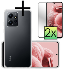 NoXx NoXx Xiaomi Redmi Note 12 4G Hoesje Siliconen Met 2x Screenprotector - Transparant