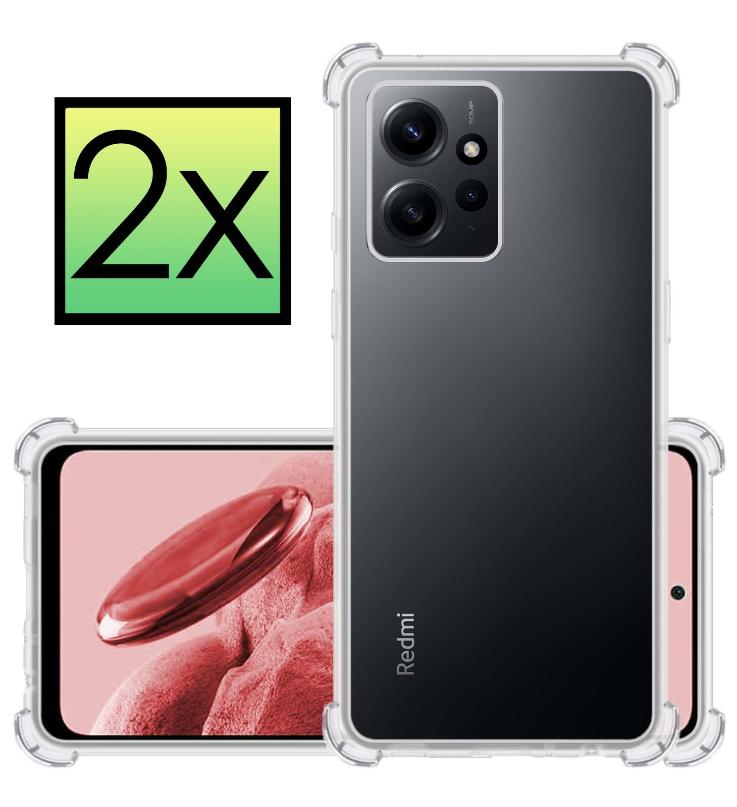 NoXx Hoes Geschikt voor Xiaomi Redmi Note 12 4G Hoesje Siliconen Cover Shock Proof Back Case Shockproof Hoes - Transparant - 2x