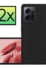 NoXx Hoes Geschikt voor Xiaomi Redmi Note 12 5G Hoesje Cover Siliconen Back Case Hoes - Zwart - 2x