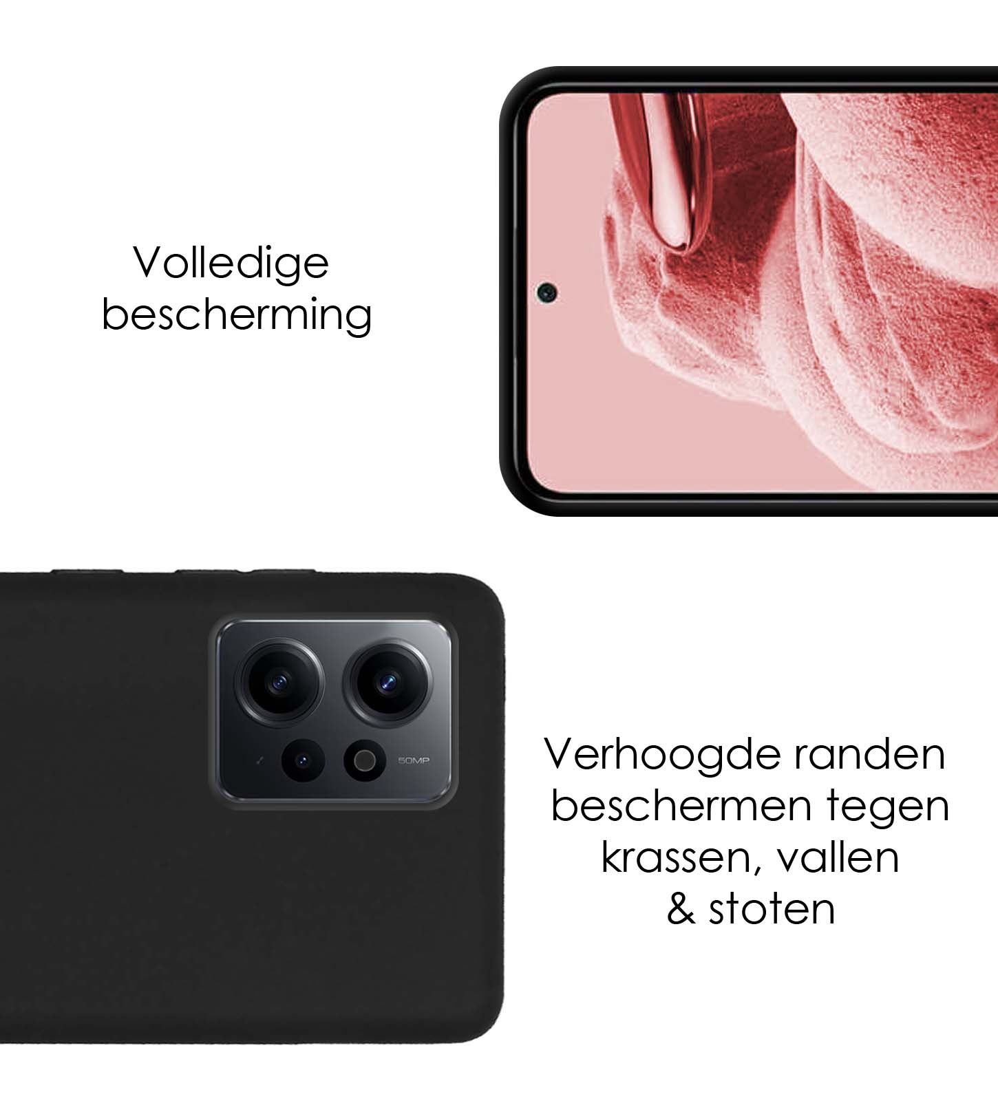 NoXx Hoes Geschikt voor Xiaomi Redmi Note 12 5G Hoesje Cover Siliconen Back Case Hoes - Zwart - 2x