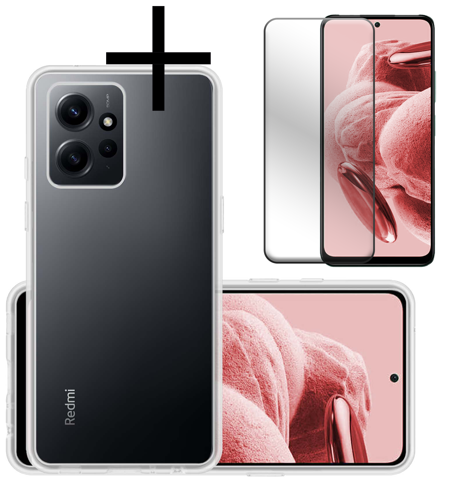 NoXx Hoes Geschikt voor Xiaomi Redmi Note 12 5G Hoesje Cover Siliconen Back Case Hoes Met Screenprotector - Transparant