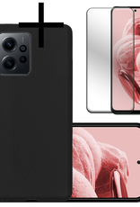 NoXx Hoes Geschikt voor Xiaomi Redmi Note 12 5G Hoesje Cover Siliconen Back Case Hoes Met Screenprotector - Zwart