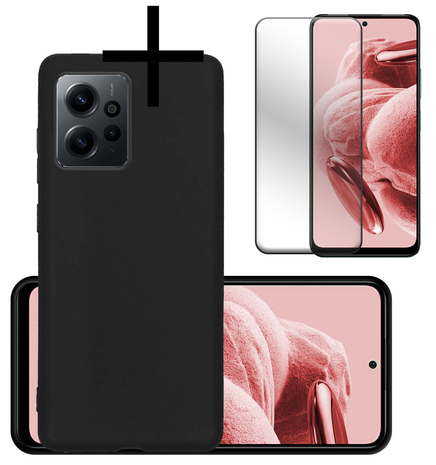 NoXx Hoes Geschikt voor Xiaomi Redmi Note 12 5G Hoesje Cover Siliconen Back Case Hoes Met Screenprotector - Zwart