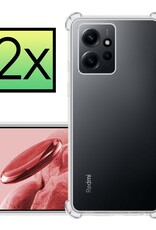 NoXx Hoes Geschikt voor Xiaomi Redmi Note 12 5G Hoesje Siliconen Cover Shock Proof Back Case Shockproof Hoes - Transparant - 2x