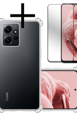 NoXx Hoes Geschikt voor Xiaomi Redmi Note 12 5G Hoesje Siliconen Cover Shock Proof Back Case Shockproof Hoes Met Screenprotector - Transparant