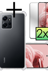 NoXx Hoes Geschikt voor Xiaomi Redmi Note 12 5G Hoesje Siliconen Cover Shock Proof Back Case Shockproof Hoes Met 2x Screenprotector - Transparant