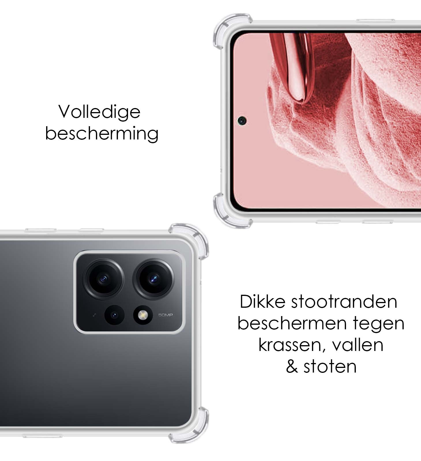 NoXx Hoes Geschikt voor Xiaomi Redmi Note 12 5G Hoesje Siliconen Cover Shock Proof Back Case Shockproof Hoes Met 2x Screenprotector - Transparant