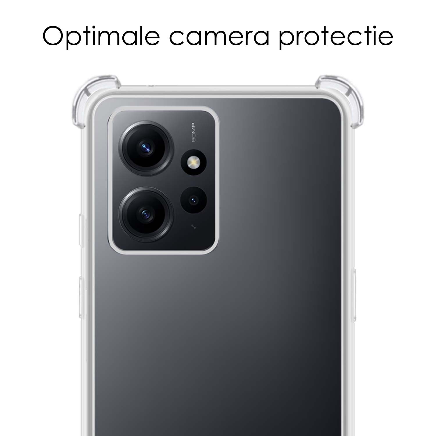NoXx Hoes Geschikt voor Xiaomi Redmi Note 12 5G Hoesje Siliconen Cover Shock Proof Back Case Shockproof Hoes Met 2x Screenprotector - Transparant