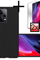 NoXx Hoes Geschikt voor Xiaomi Redmi Note 12 Pro Hoesje Cover Siliconen Back Case Hoes Met 2x Screenprotector - Zwart
