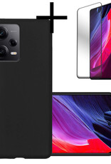 NoXx Hoes Geschikt voor Xiaomi Redmi Note 12 Pro Hoesje Cover Siliconen Back Case Hoes Met Screenprotector - Zwart