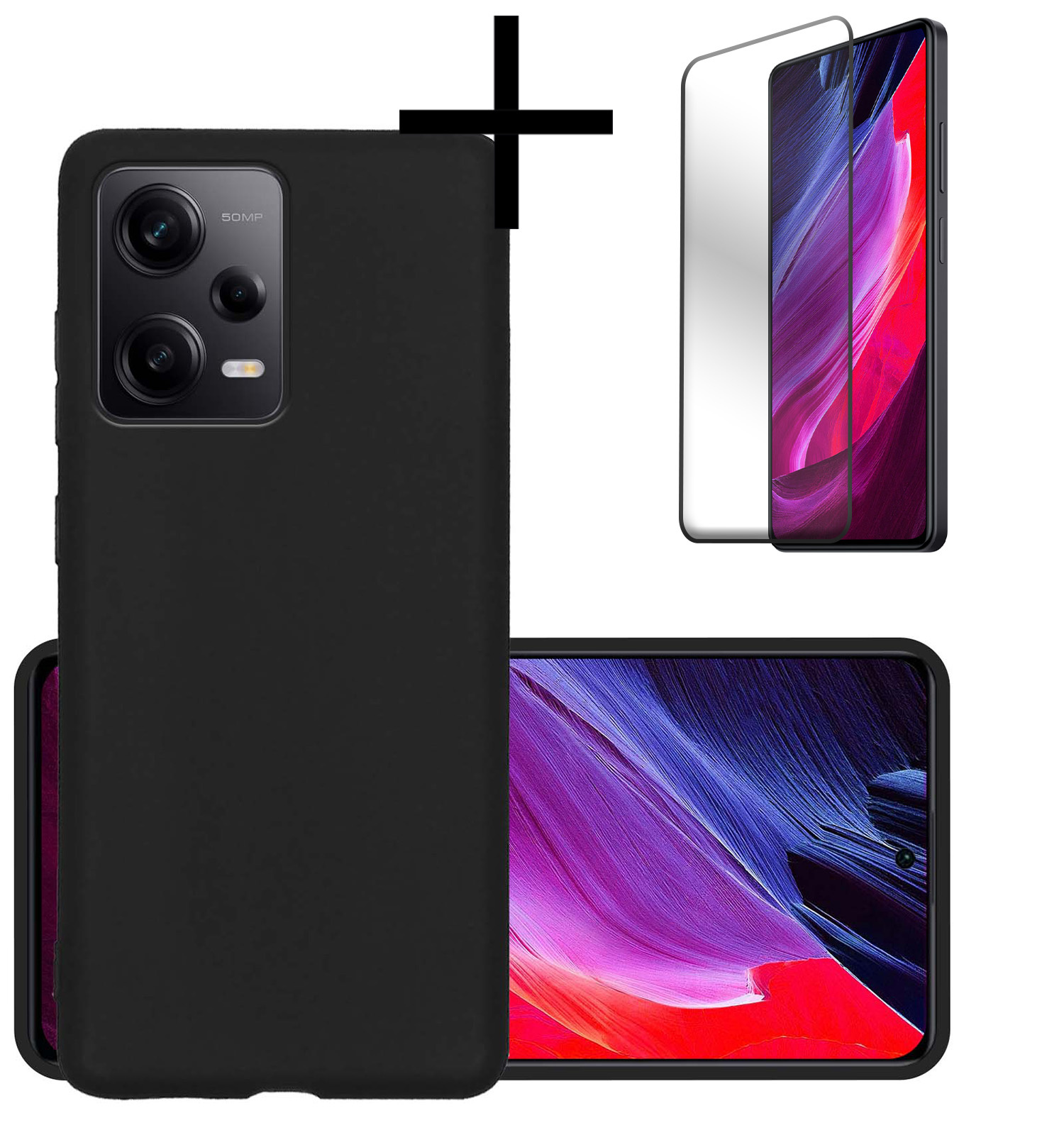 NoXx Hoes Geschikt voor Xiaomi Redmi Note 12 Pro Hoesje Cover Siliconen Back Case Hoes Met Screenprotector - Zwart