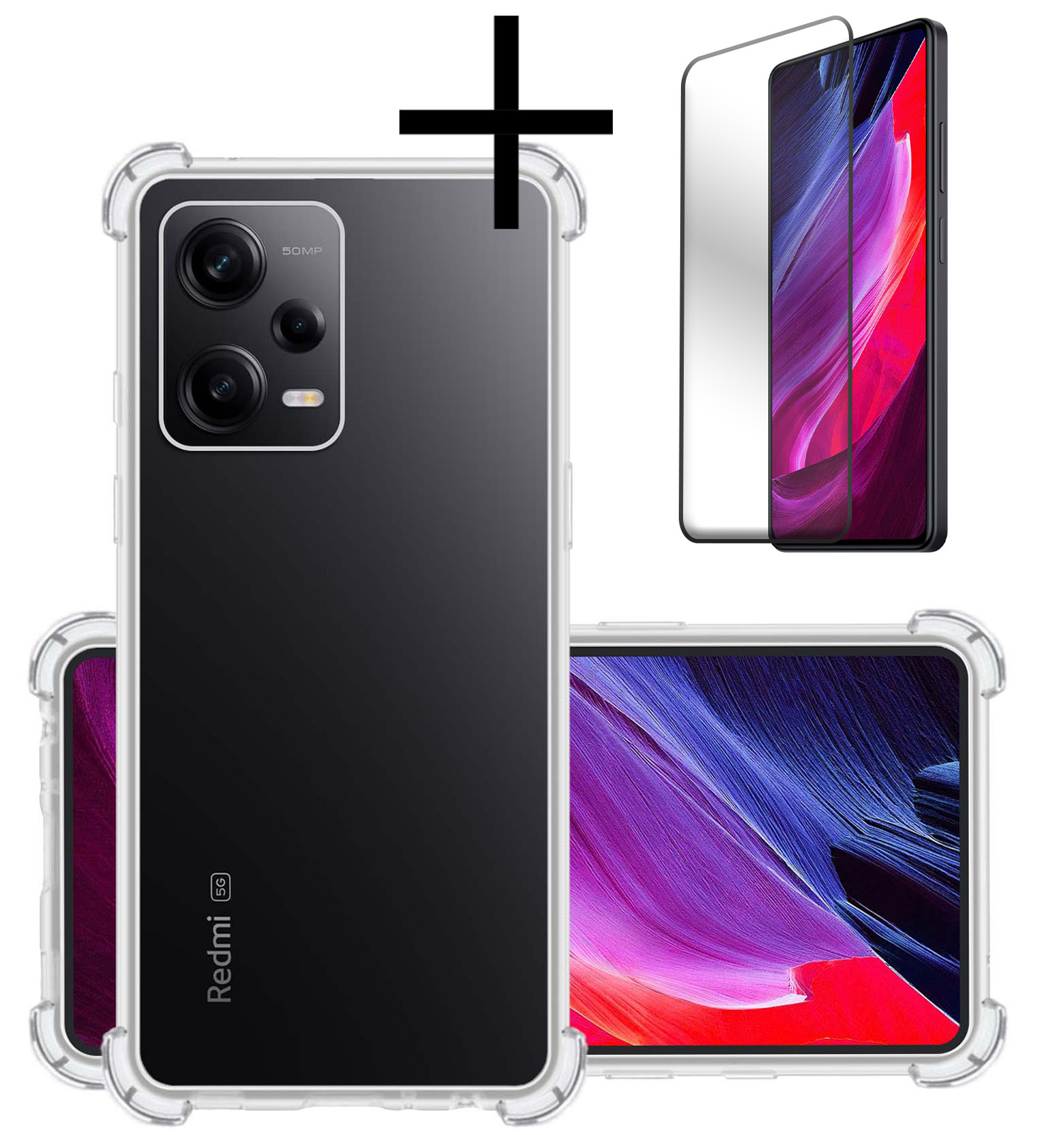 NoXx Hoes Geschikt voor Xiaomi Redmi Note 12 Pro Hoesje Siliconen Cover Shock Proof Back Case Shockproof Hoes Met Screenprotector - Transparant