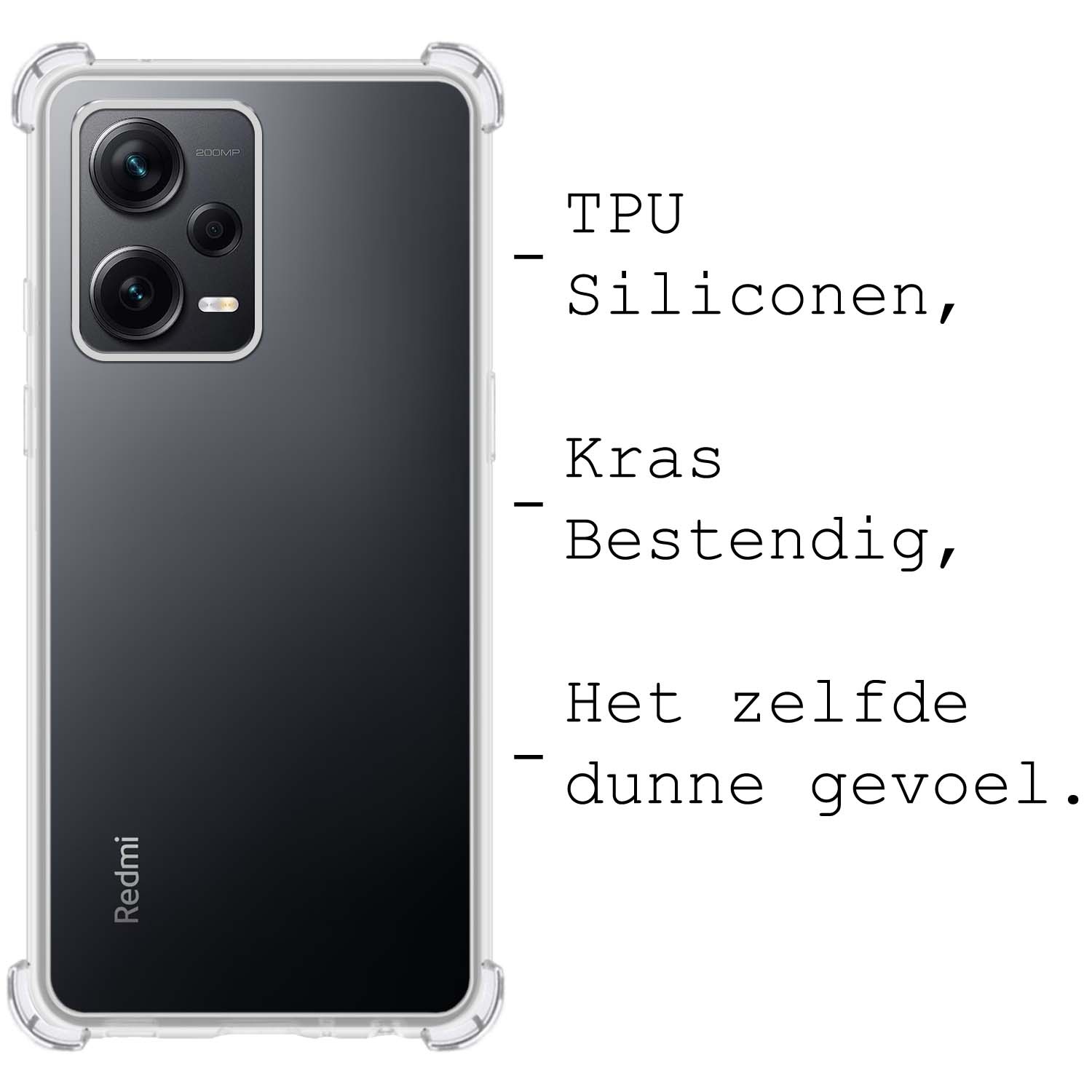 BASEY. Hoes Geschikt voor Xiaomi Redmi Note 12 Pro+ Hoesje Shock Proof Case Hoes Siliconen - Hoesje Geschikt voor Xiaomi Redmi Note 12 Pro+ Hoes Cover Shockproof - Transparant