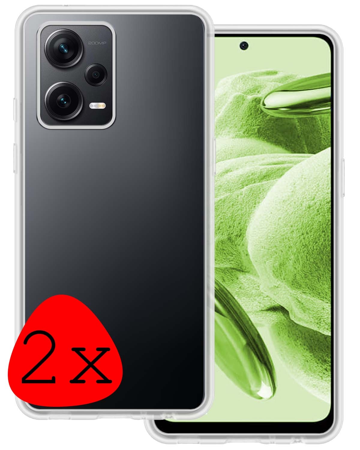 BASEY. Hoes Geschikt voor Xiaomi Redmi Note 12 Pro+ Hoesje Siliconen Back Cover Case - Hoesje Geschikt voor Xiaomi Redmi Note 12 Pro+ Hoes Cover Hoesje - Transparant - 2 Stuks