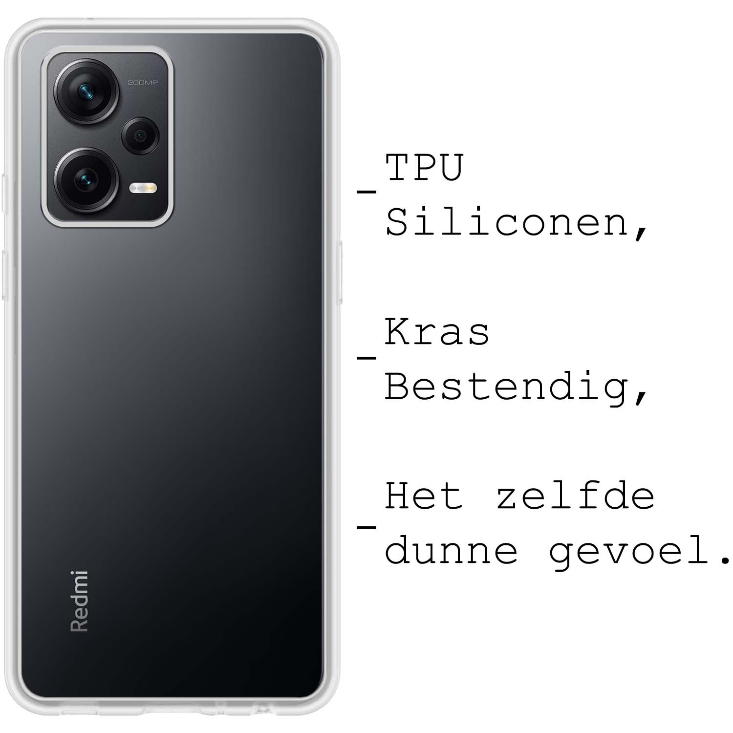 BASEY. Hoes Geschikt voor Xiaomi Redmi Note 12 Pro+ Hoesje Siliconen Back Cover Case - Hoesje Geschikt voor Xiaomi Redmi Note 12 Pro+ Hoes Cover Hoesje - Transparant