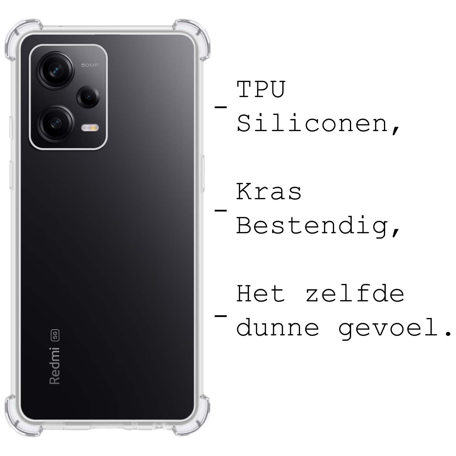 BASEY. Hoes Geschikt voor Xiaomi Redmi Note 12 Pro Hoesje Shock Proof Case Hoes Siliconen Met Screenprotector - Hoesje Geschikt voor Xiaomi Redmi Note 12 Pro Hoes Cover Shockproof - Transparant