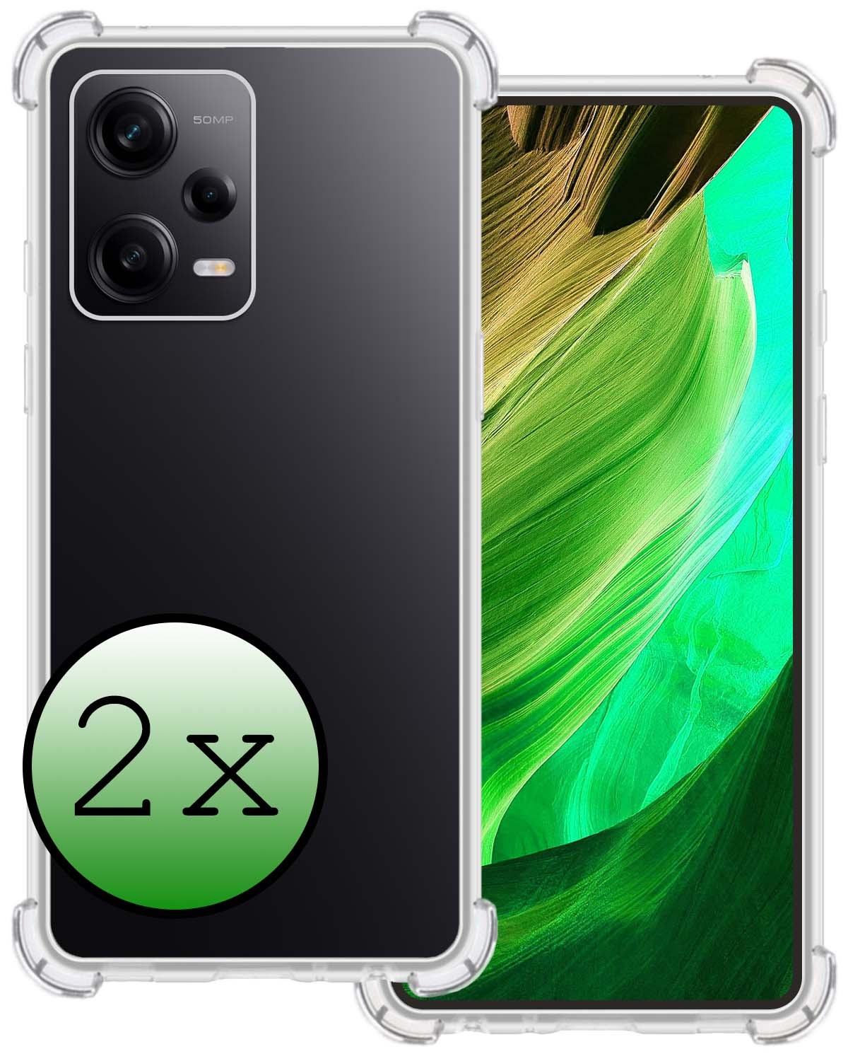 BASEY. Hoes Geschikt voor Xiaomi Redmi Note 12 Pro Hoesje Shock Proof Case Hoes Siliconen - Hoesje Geschikt voor Xiaomi Redmi Note 12 Pro Hoes Cover Shockproof - Transparant - 2 Stuks