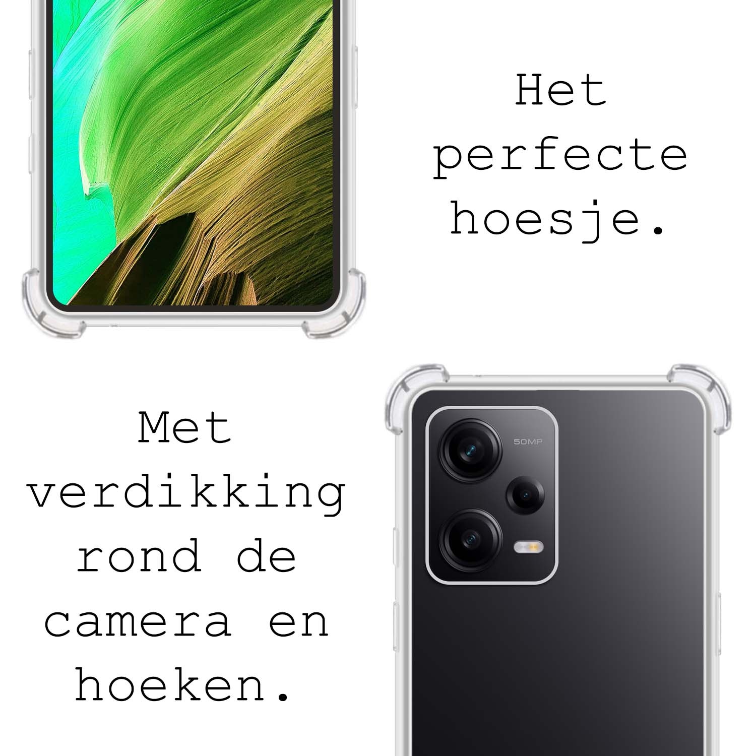 BASEY. Hoes Geschikt voor Xiaomi Redmi Note 12 Pro Hoesje Shock Proof Case Hoes Siliconen - Hoesje Geschikt voor Xiaomi Redmi Note 12 Pro Hoes Cover Shockproof - Transparant - 2 Stuks