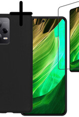 BASEY. Hoes Geschikt voor Xiaomi Redmi Note 12 Pro Hoesje Siliconen Back Cover Case Met Screenprotector - Hoesje Geschikt voor Xiaomi Redmi Note 12 Pro Hoes Cover Hoesje - Zwart