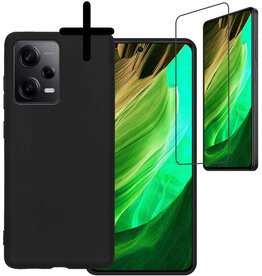 BASEY. BASEY. Xiaomi Redmi Note 12 Pro Hoesje Siliconen Met Screenprotector - Zwart
