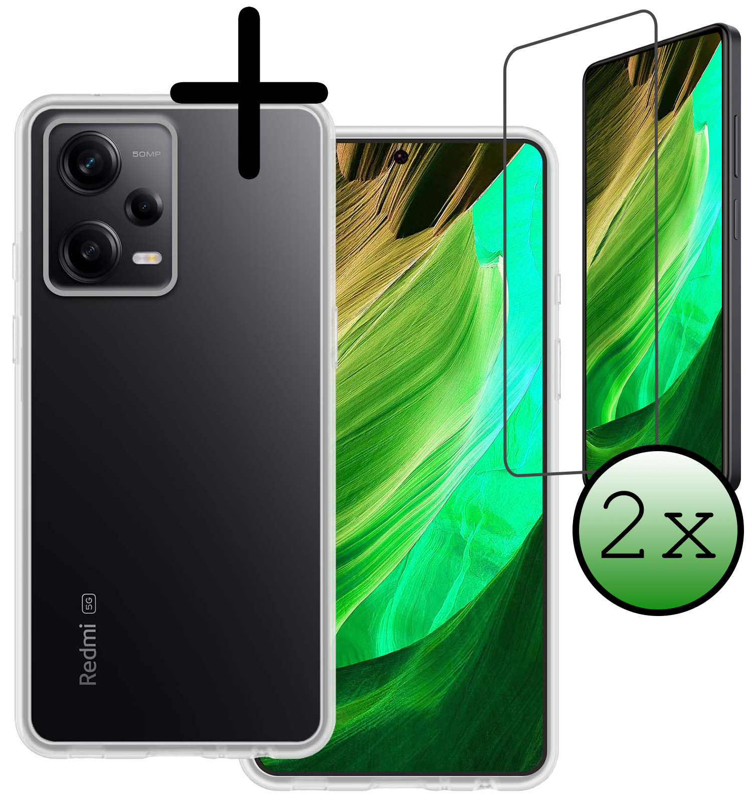 BASEY. Hoes Geschikt voor Xiaomi Redmi Note 12 Pro Hoesje Siliconen Back Cover Case Met 2x Screenprotector - Hoesje Geschikt voor Xiaomi Redmi Note 12 Pro Hoes Cover Hoesje - Transparant