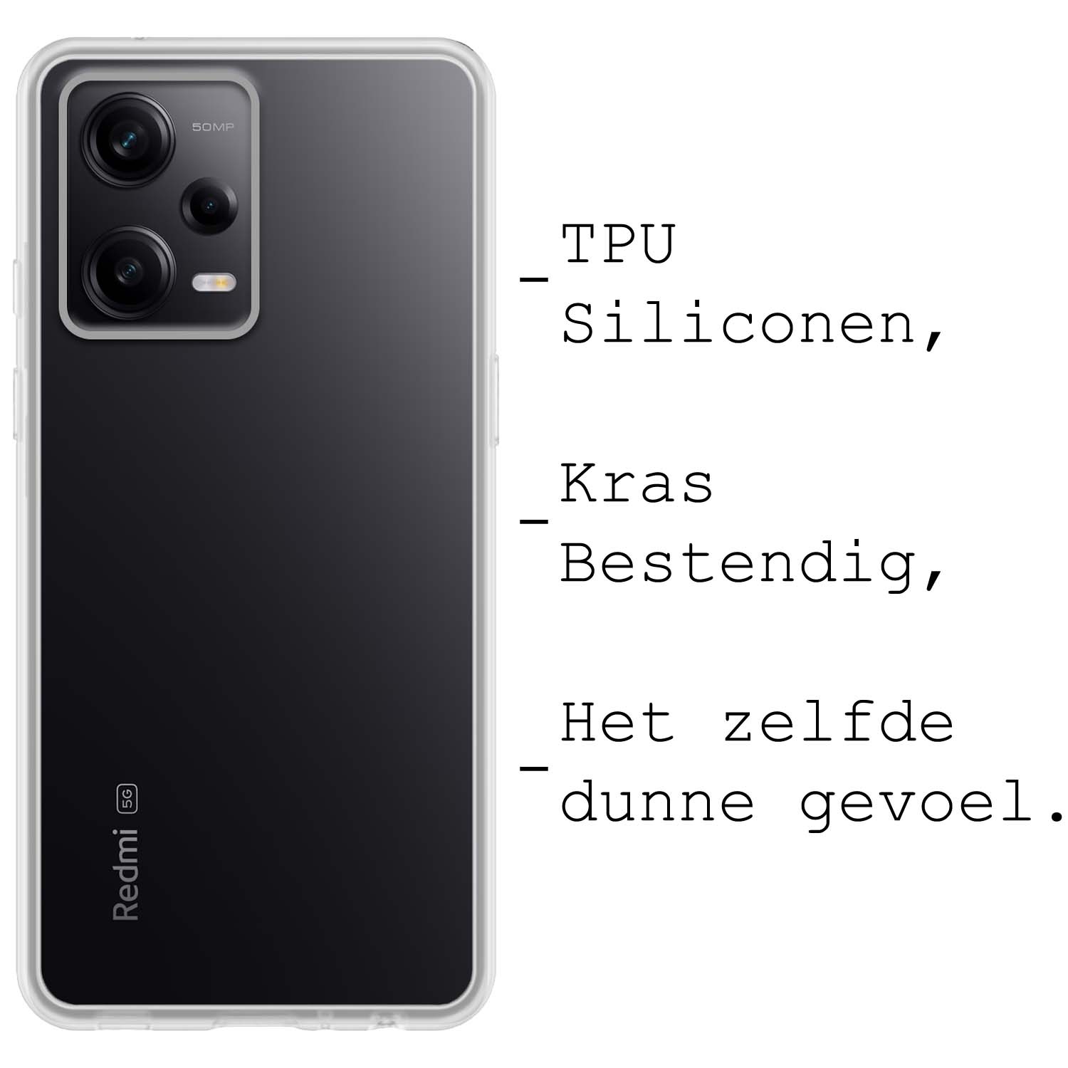 BASEY. Hoes Geschikt voor Xiaomi Redmi Note 12 Pro Hoesje Siliconen Back Cover Case Met Screenprotector - Hoesje Geschikt voor Xiaomi Redmi Note 12 Pro Hoes Cover Hoesje - Transparant