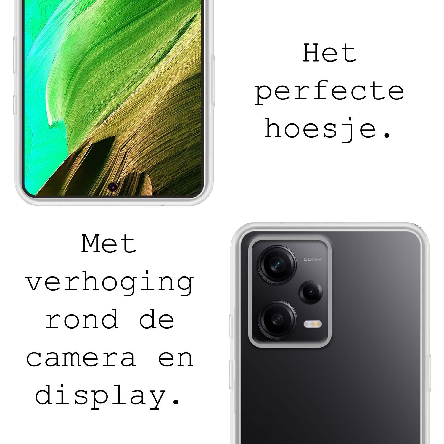 BASEY. Hoes Geschikt voor Xiaomi Redmi Note 12 Pro Hoesje Siliconen Back Cover Case Met Screenprotector - Hoesje Geschikt voor Xiaomi Redmi Note 12 Pro Hoes Cover Hoesje - Transparant