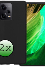 BASEY. Hoes Geschikt voor Xiaomi Redmi Note 12 Pro Hoesje Siliconen Back Cover Case - Hoesje Geschikt voor Xiaomi Redmi Note 12 Pro Hoes Cover Hoesje - Zwart - 2 Stuks